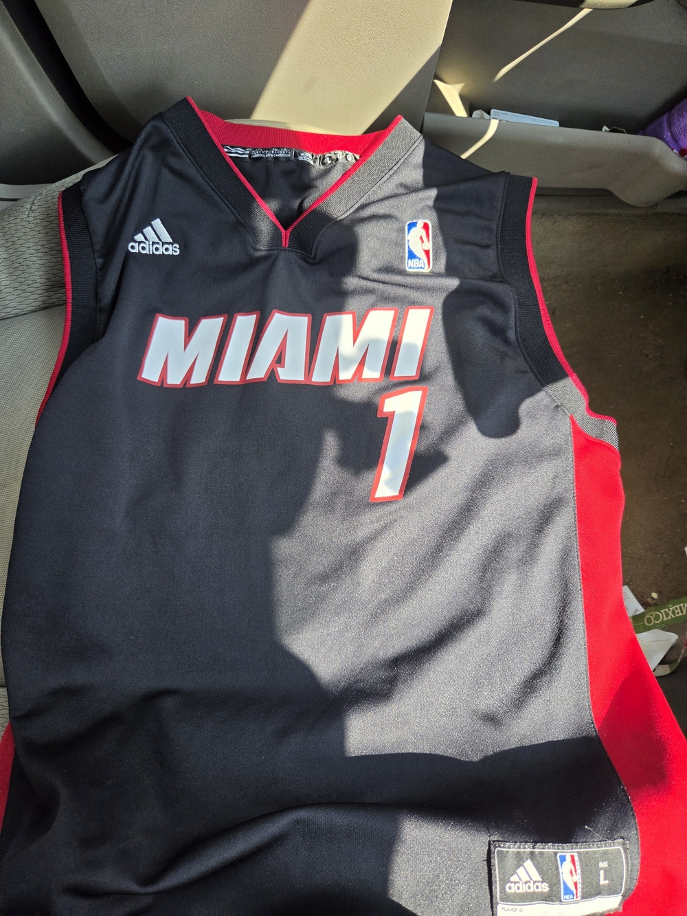 Adidas Miami Black & Red Basketball Jersey - #1